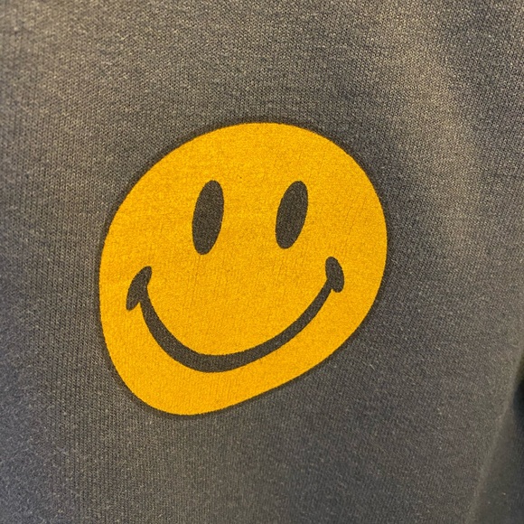 Aviator Nation Small Charcoal Sweatshirt with Rainbow Accents & Smiley Face - Picture 3 of 9